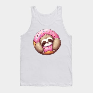 Sweet Dreams Sloth in Donut Illustration Tank Top